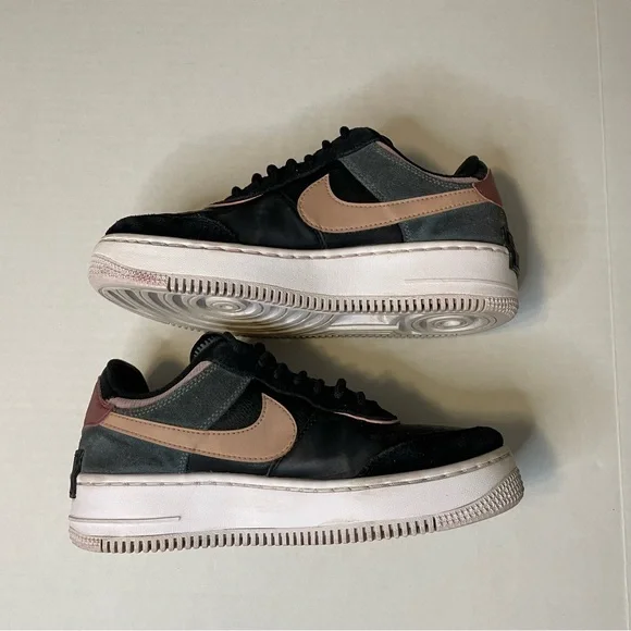 NIKE AIR FORCE 1 Shadow Low Top Leather Sneakers Black/Light Artic Size 7